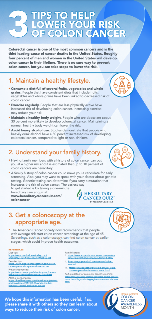 3 Tips to Help Lower Your Risk of Colon Cancer | Myriad Genetics