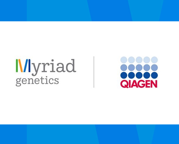 Logos of Myriad and QIAGEN