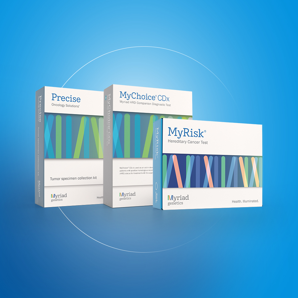Image showing Myriad Oncology’s portfolio of germline and tumor genomic test kits 